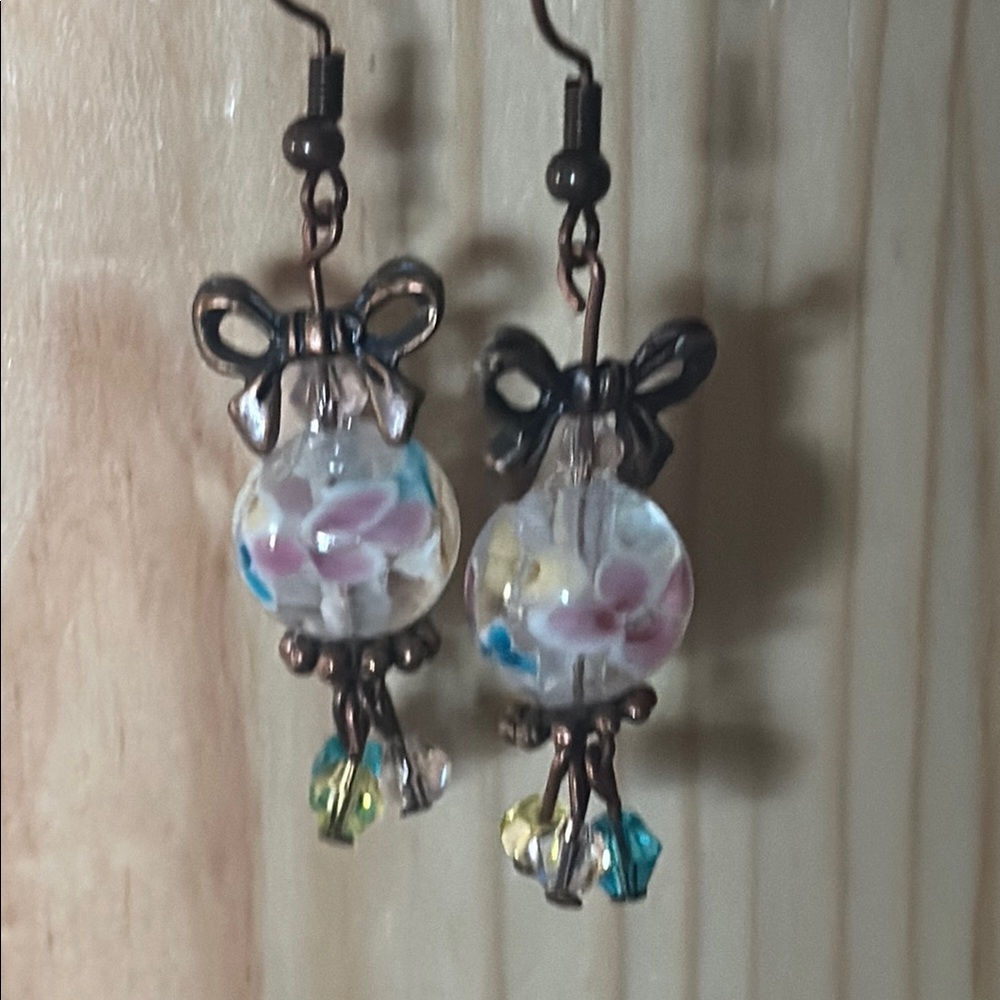Elegant Floral Glass Earrings